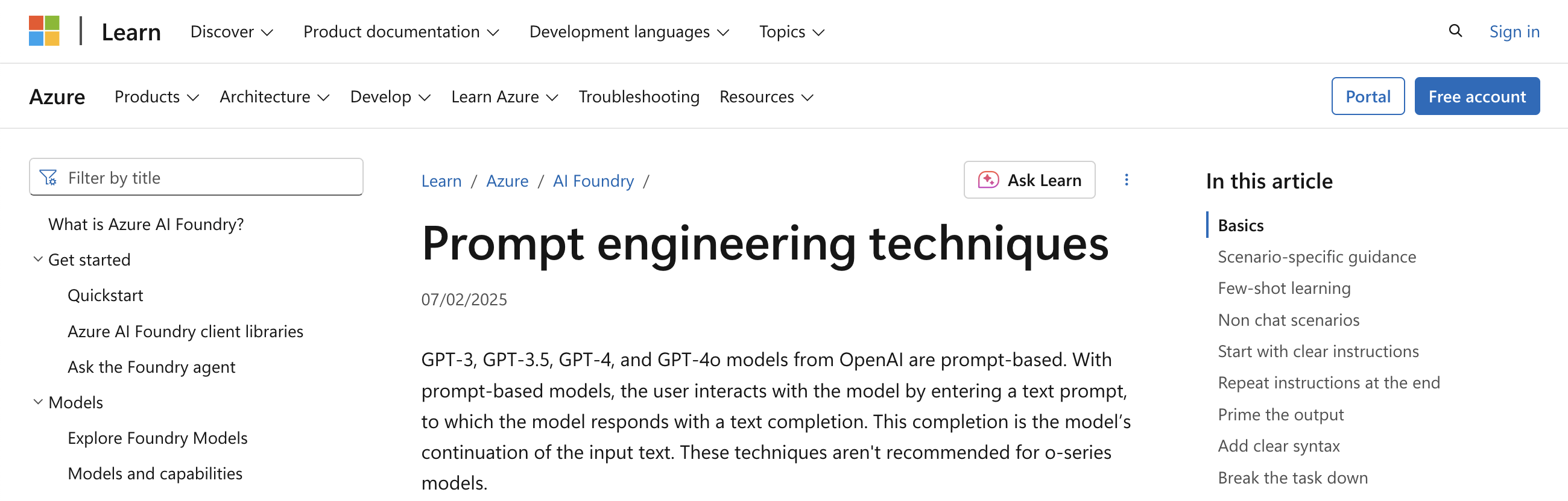 Microsoft: Prompt Engineering in Azure AI Studio