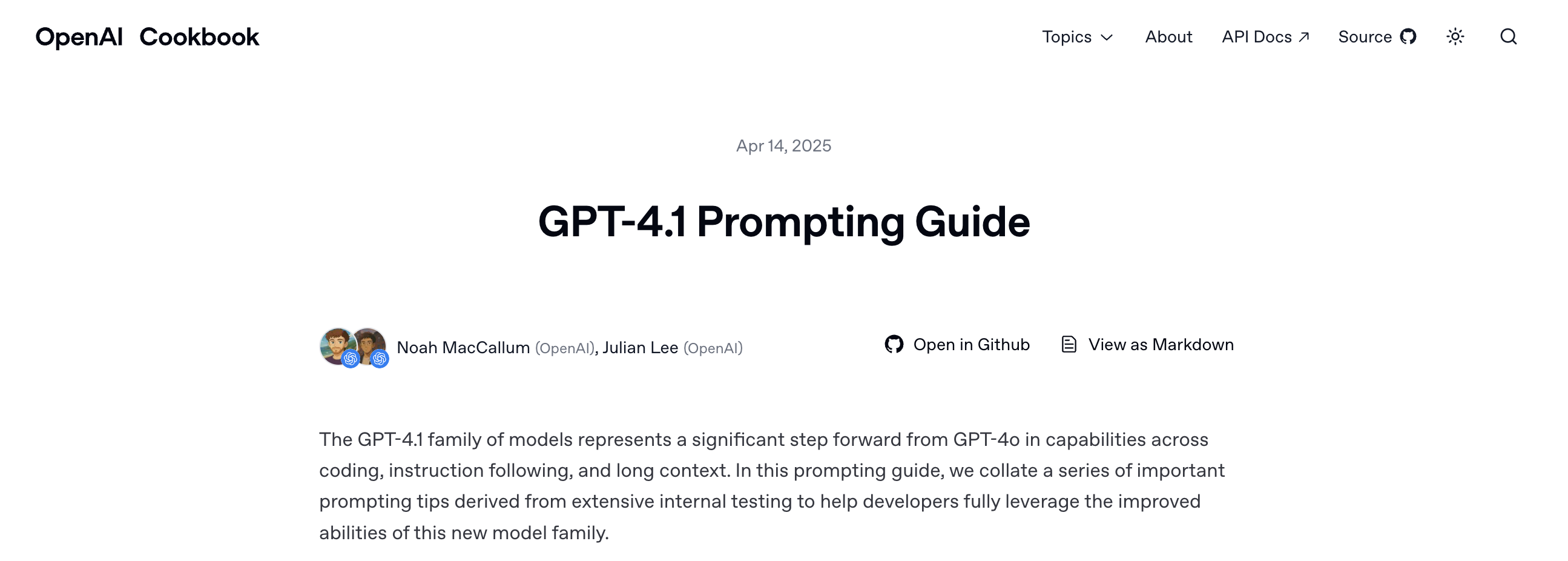 Open AI Cookbook: GPT-4.1 Prompting Guide