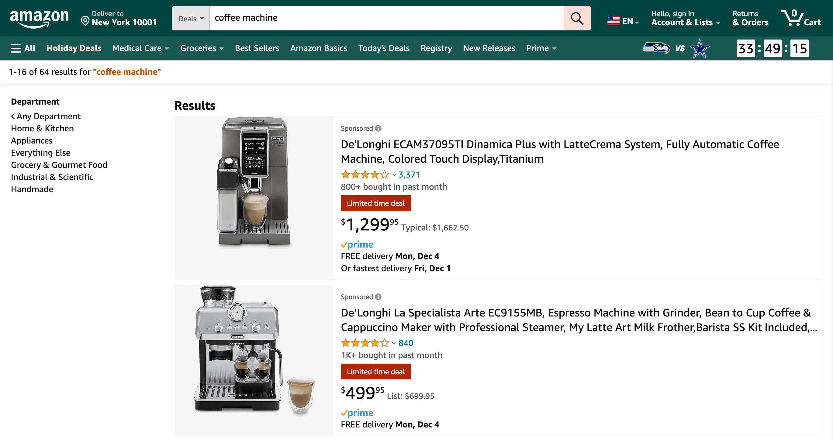 Amazon USA Suchergebnisseite mit lokalisierten Produkten und weniger Zubehör