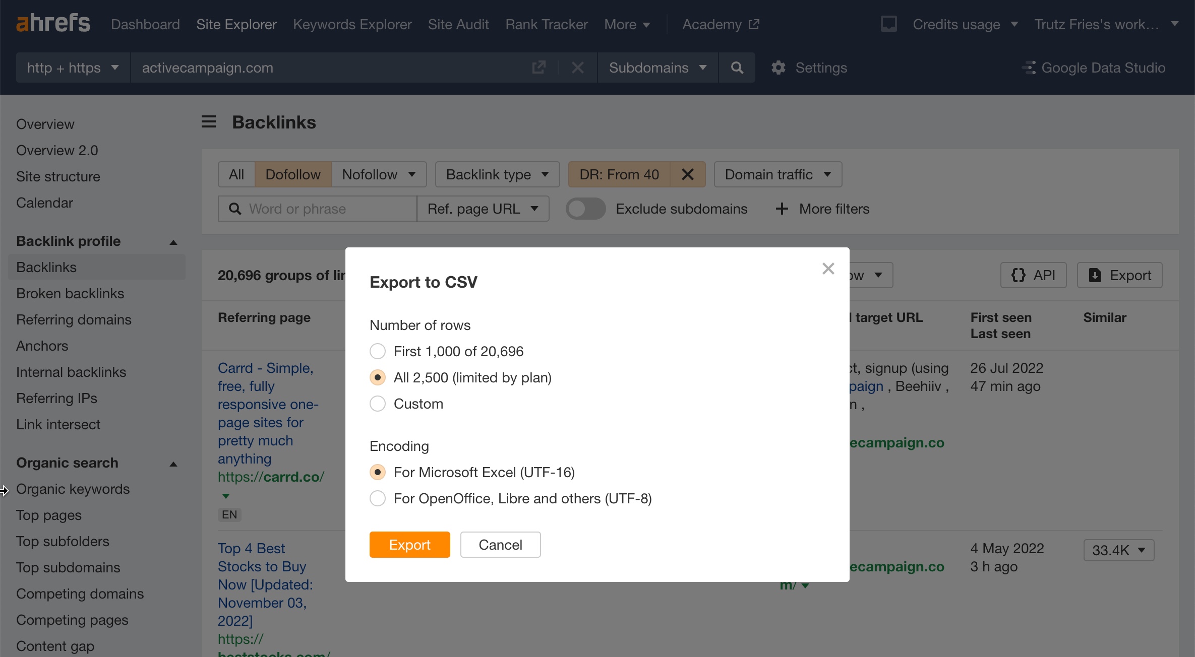 Download ahrefs backlink profiles