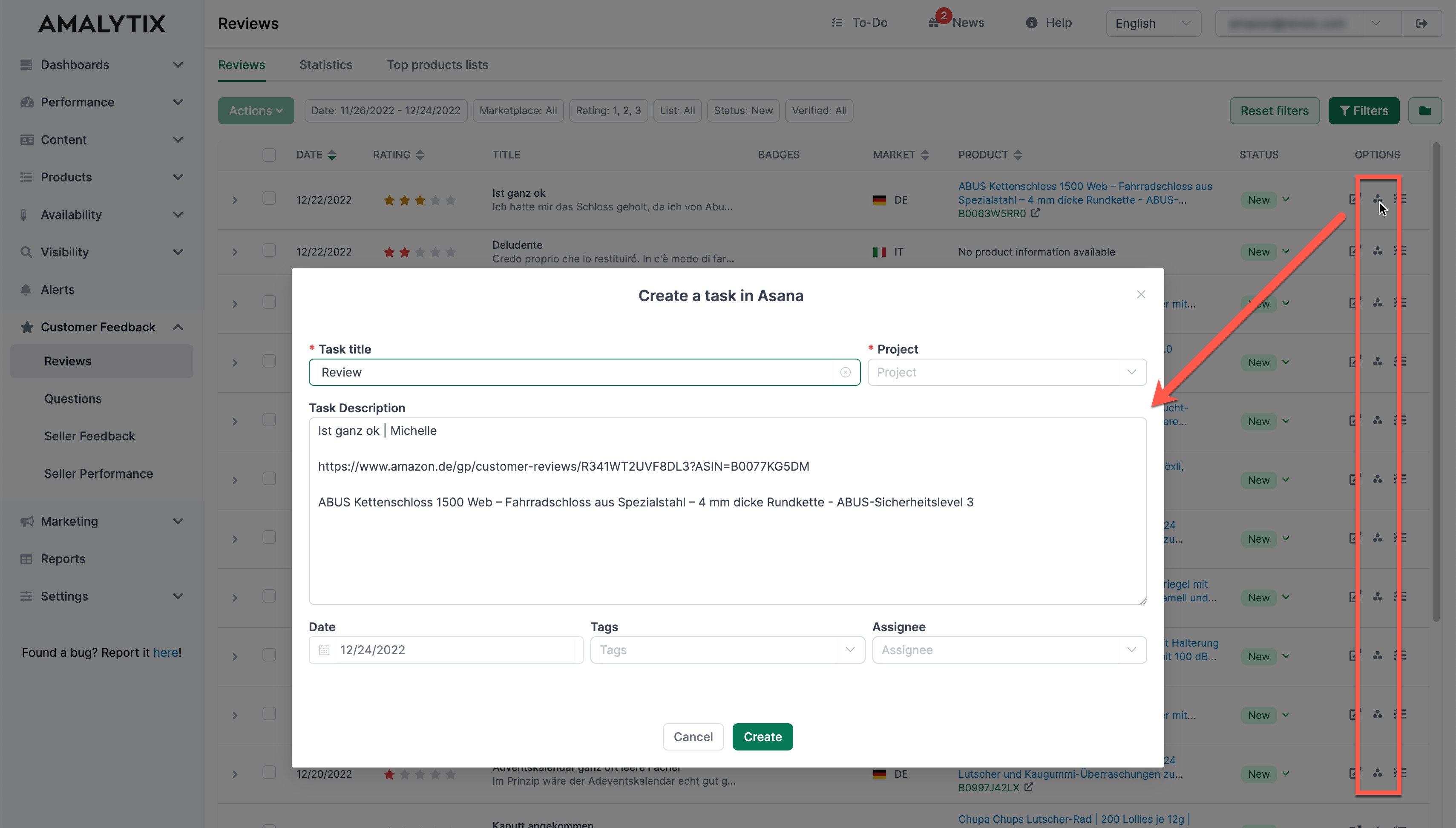 Creating Asana Tasks