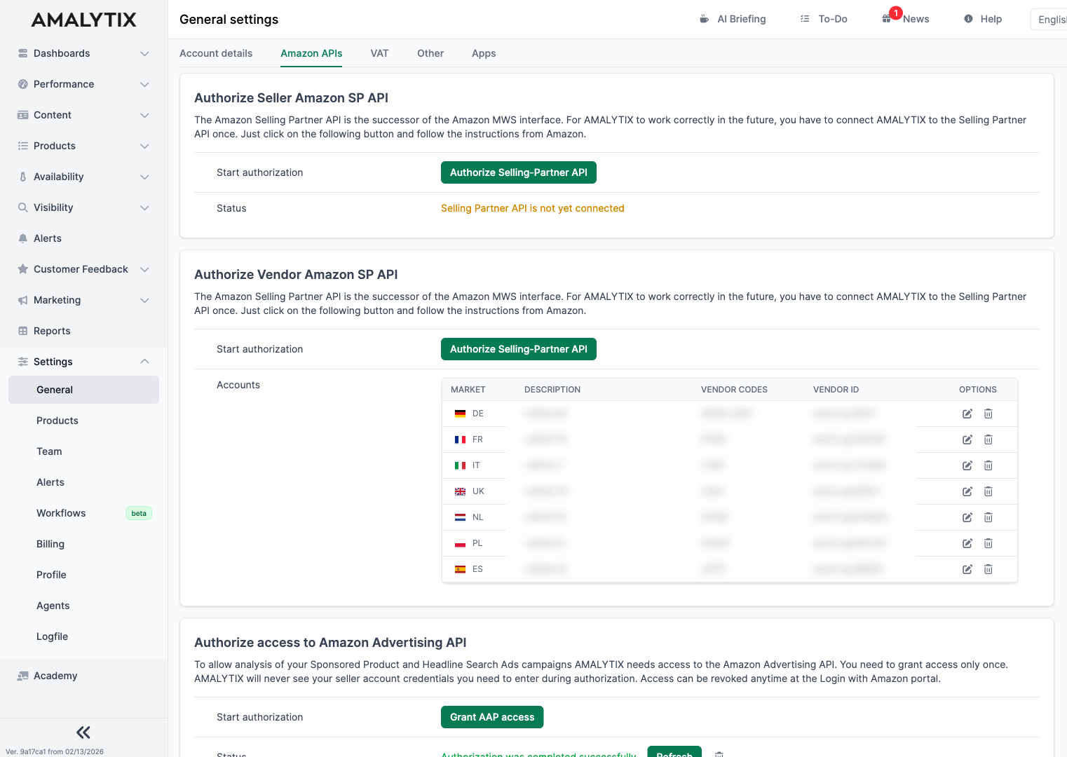Authorize Amazon Selling-Partner API in AMALYTIX