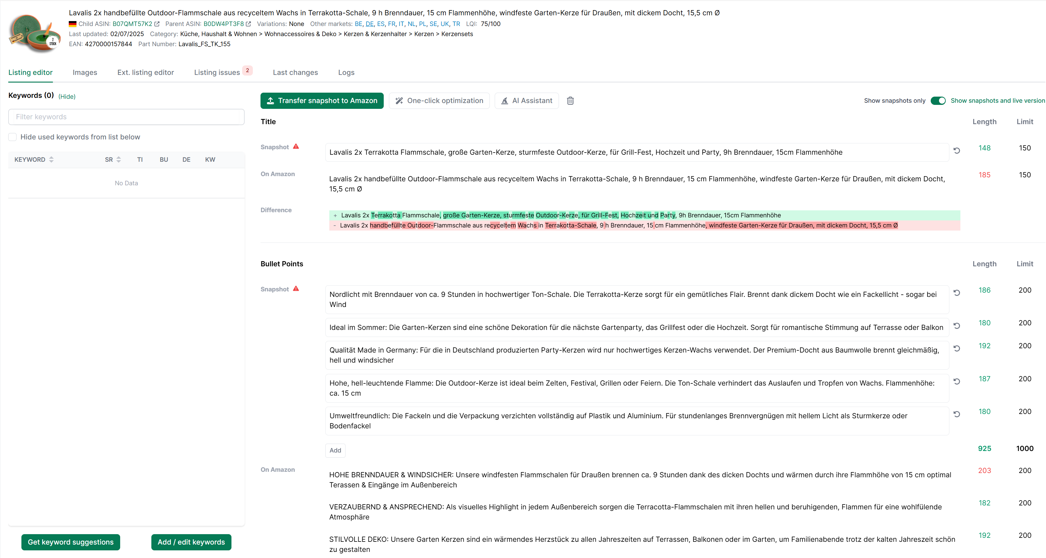 Overview Product Detail page