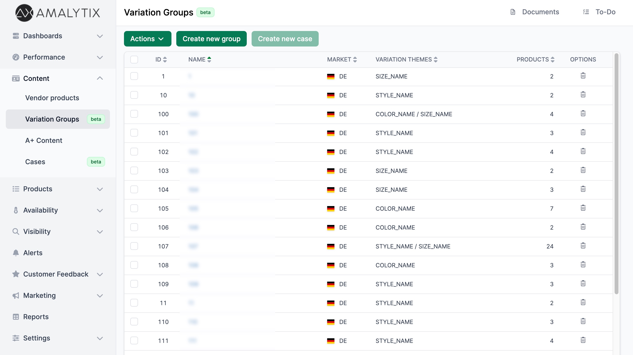 Variation Groups Overview