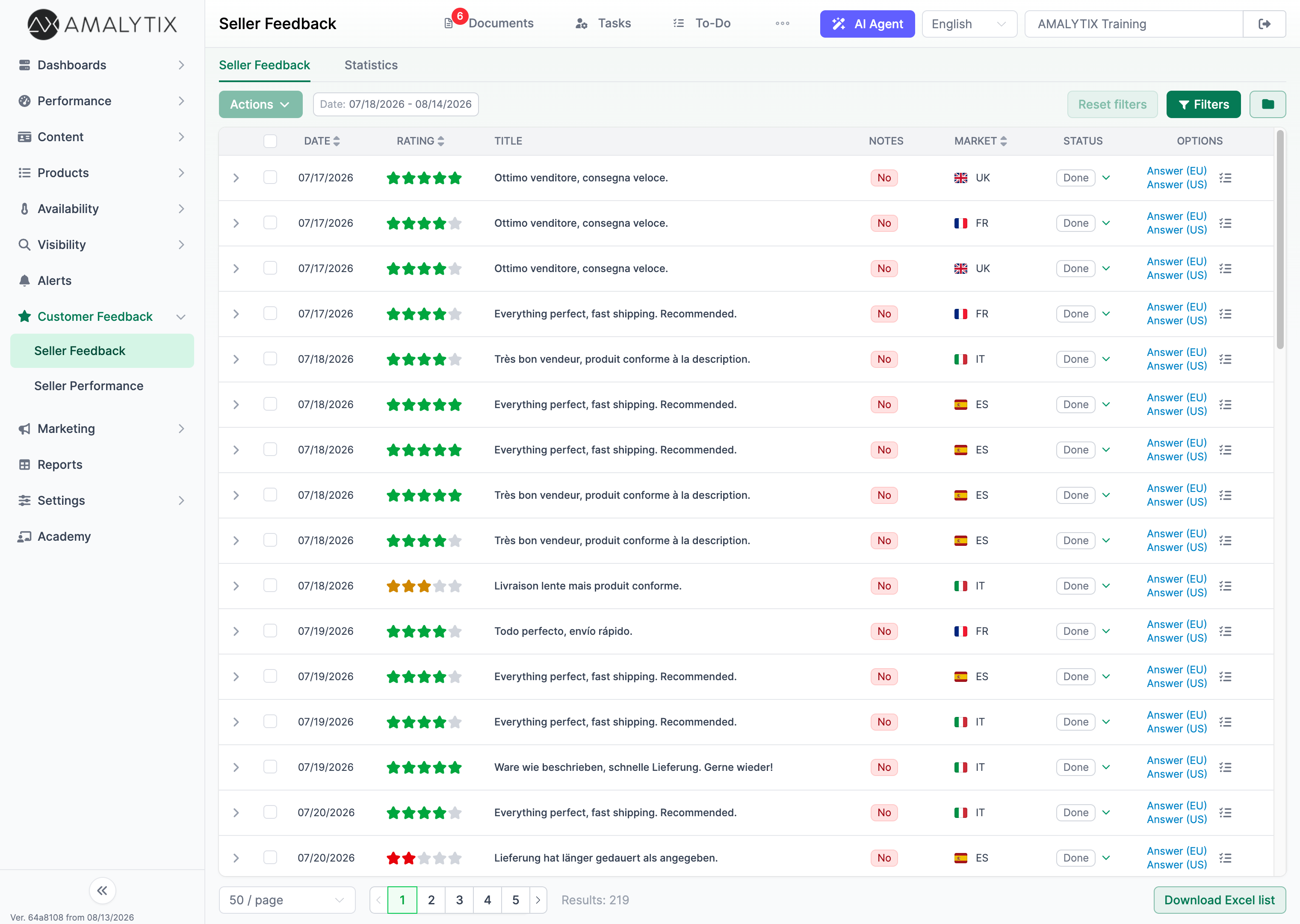 Amalytix Seller Feedback