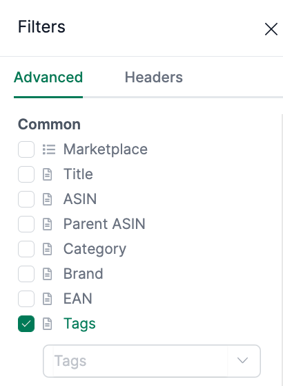 Overview of the filter options in AMALYTIX