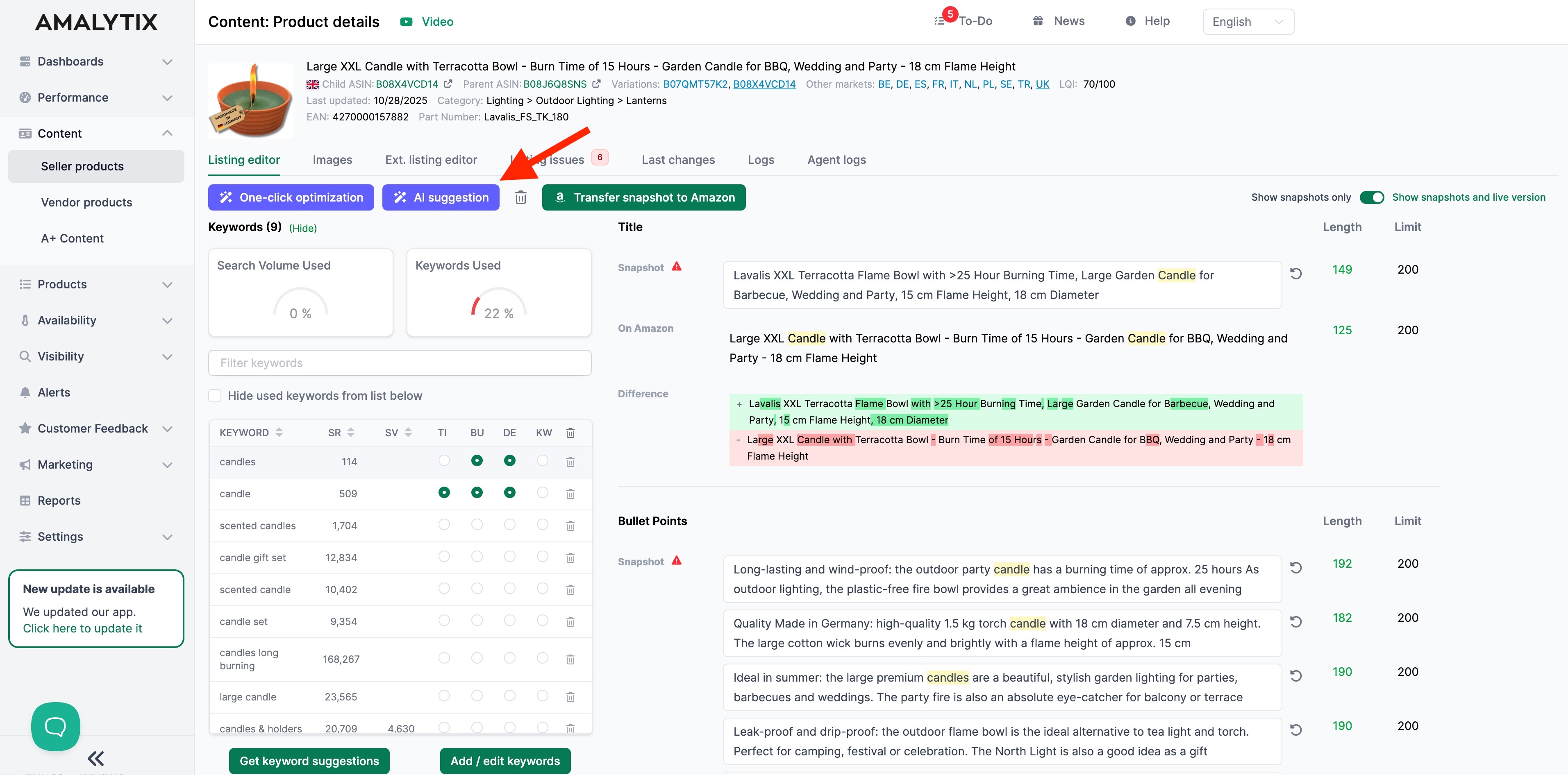 Agent for product listing