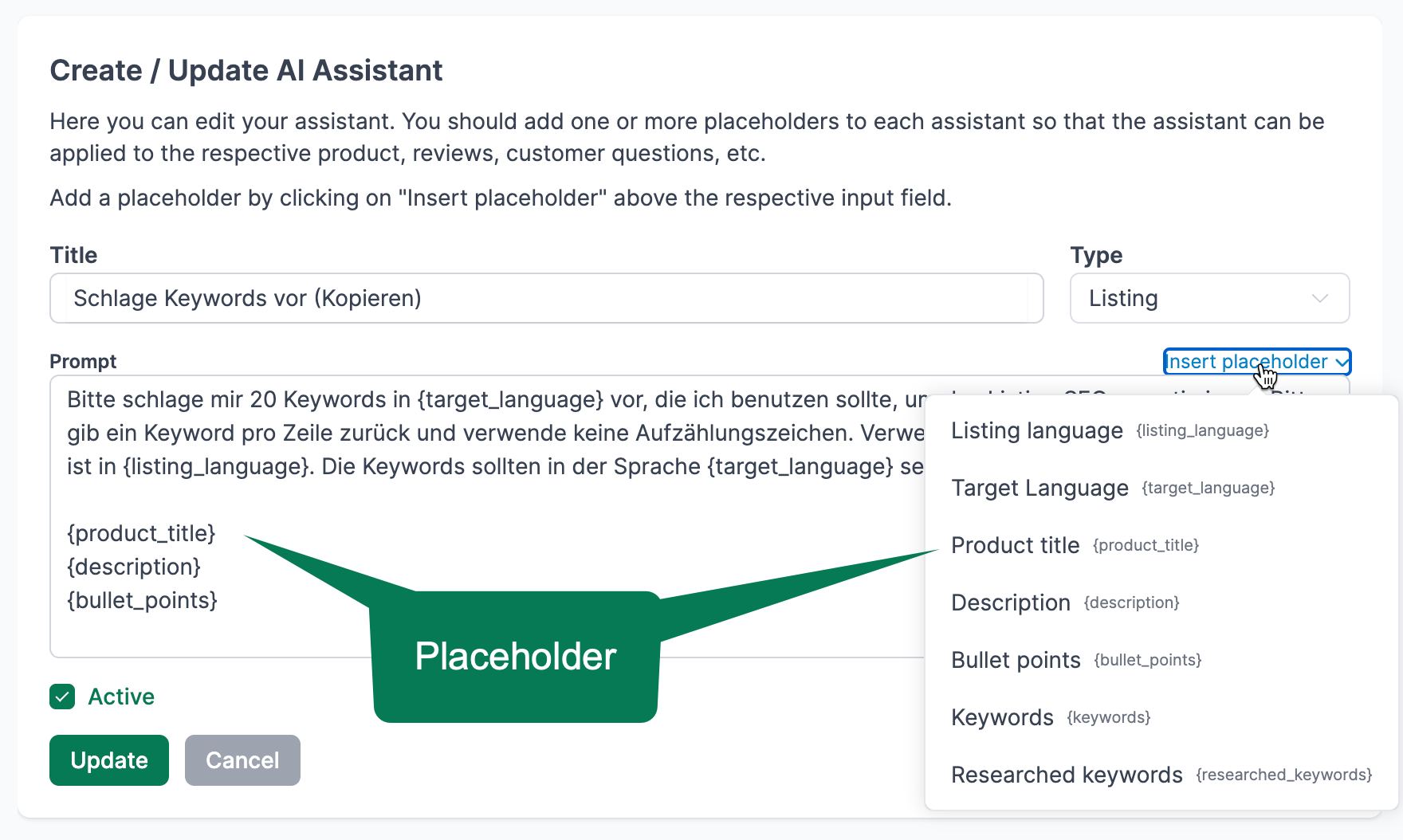 Create new AI Assistant