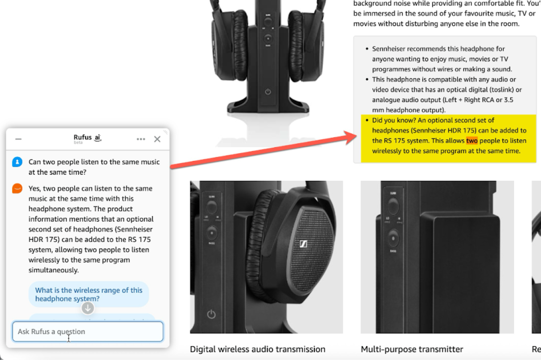 Rufus nutzt Informationen aus A+ Content