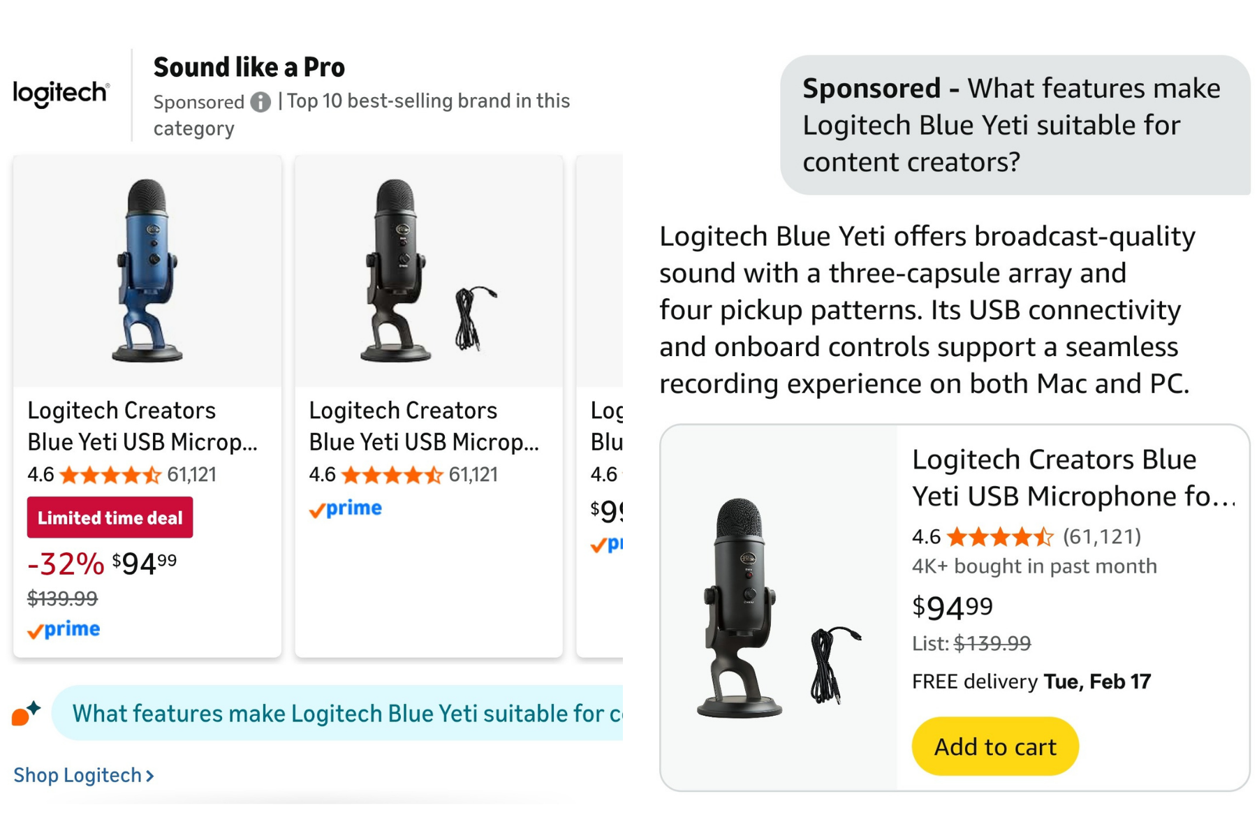 Rufus Prompt in einer Sponsored-Brand-Anzeige