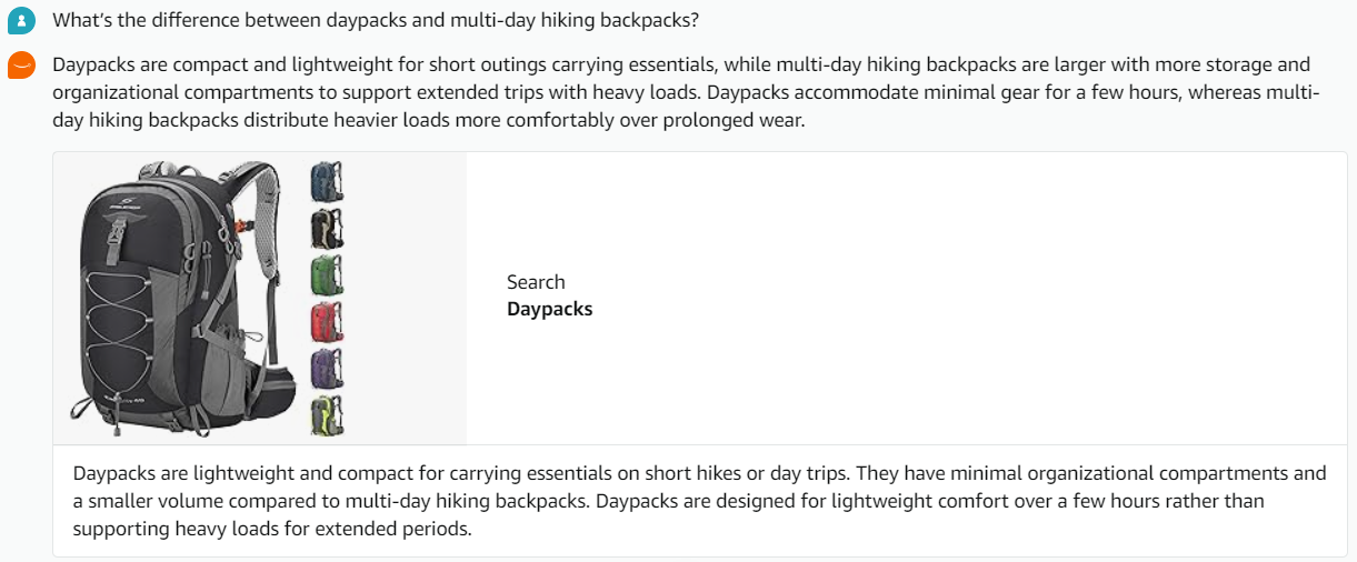 Rufus explaining differences between daypacks and multi-day hiking backpacks