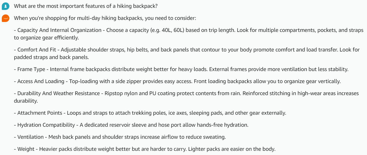 Rufus highlighting important hiking backpack features including capacity, comfort, and durability