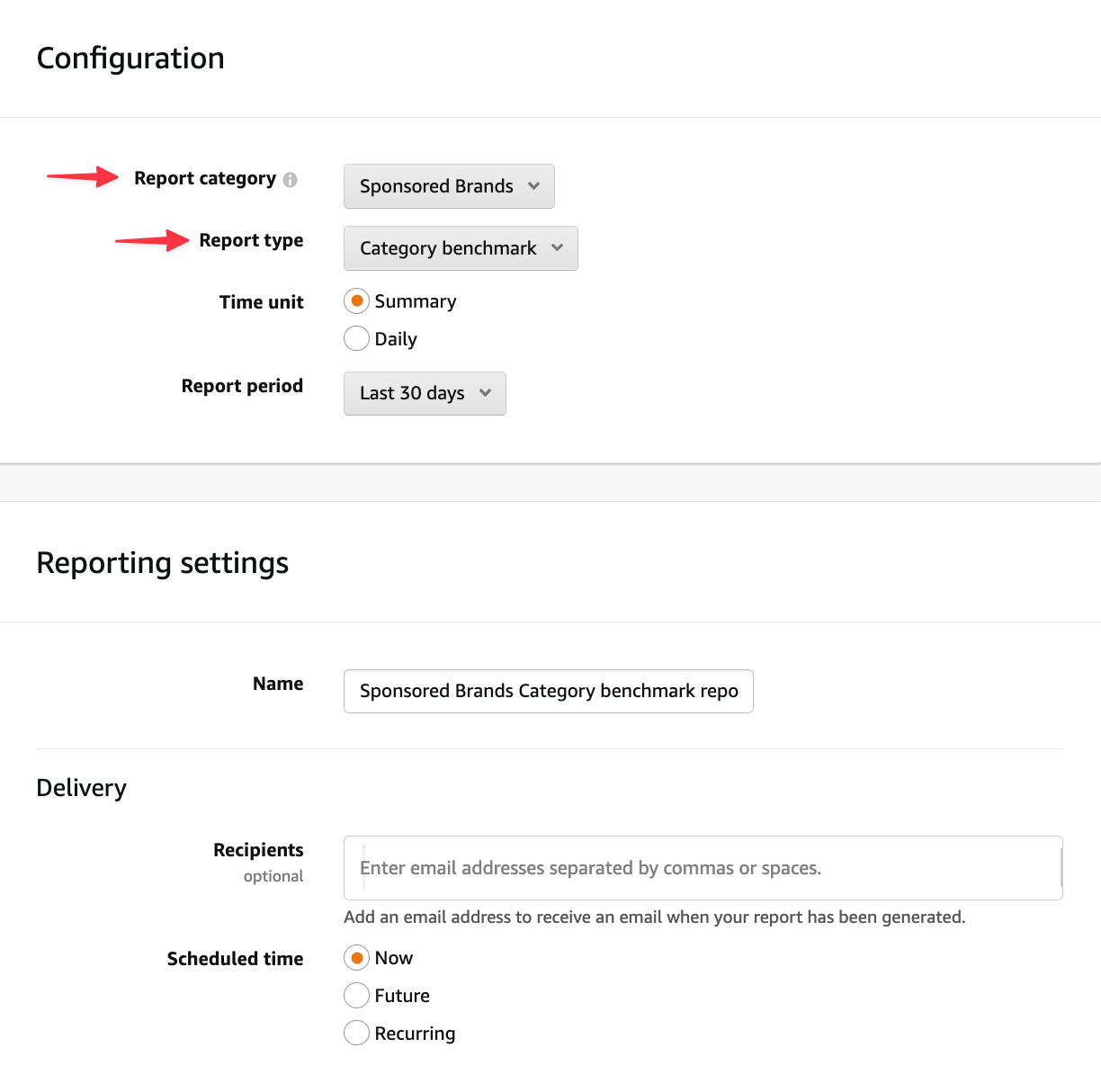 Choose the Category Benchmark report