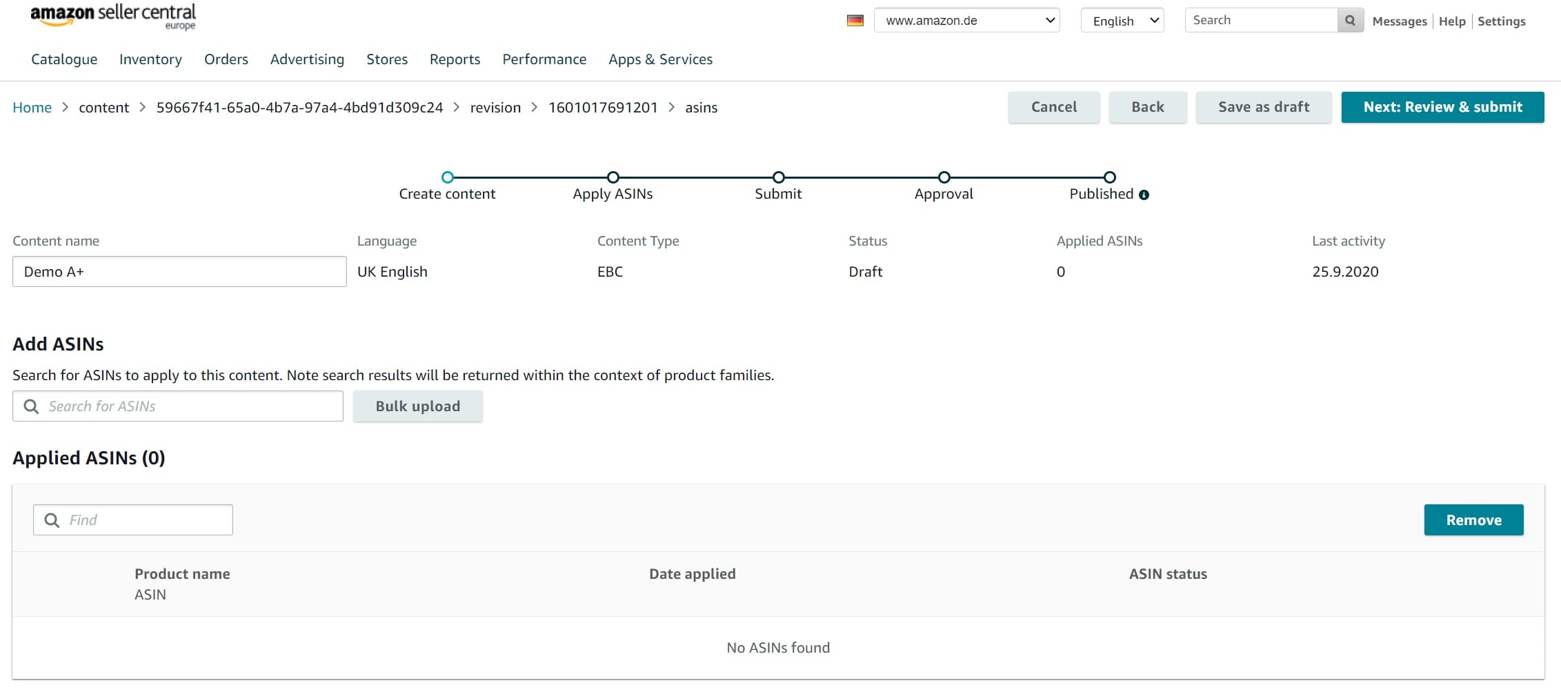  Amazon A+ Content Selection of ASINs 