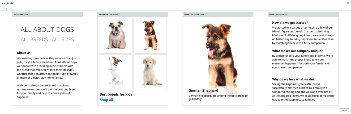Amazon's templates for the modules