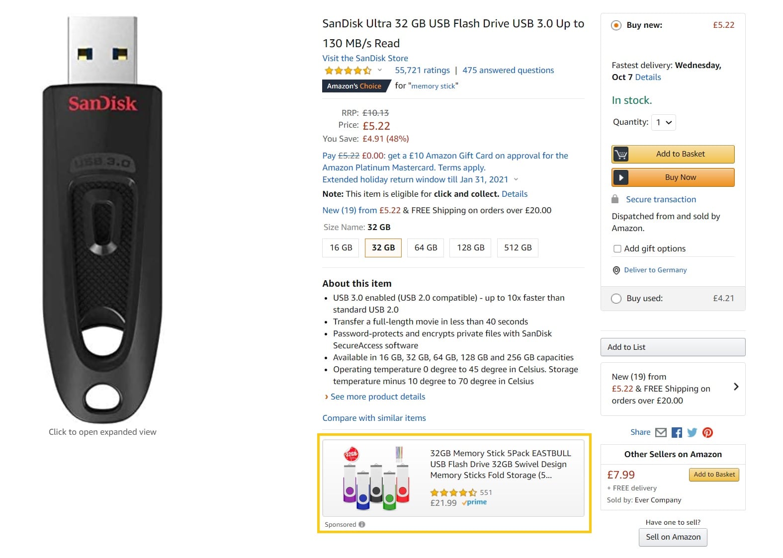 Product-based targeting for sponsored products ads