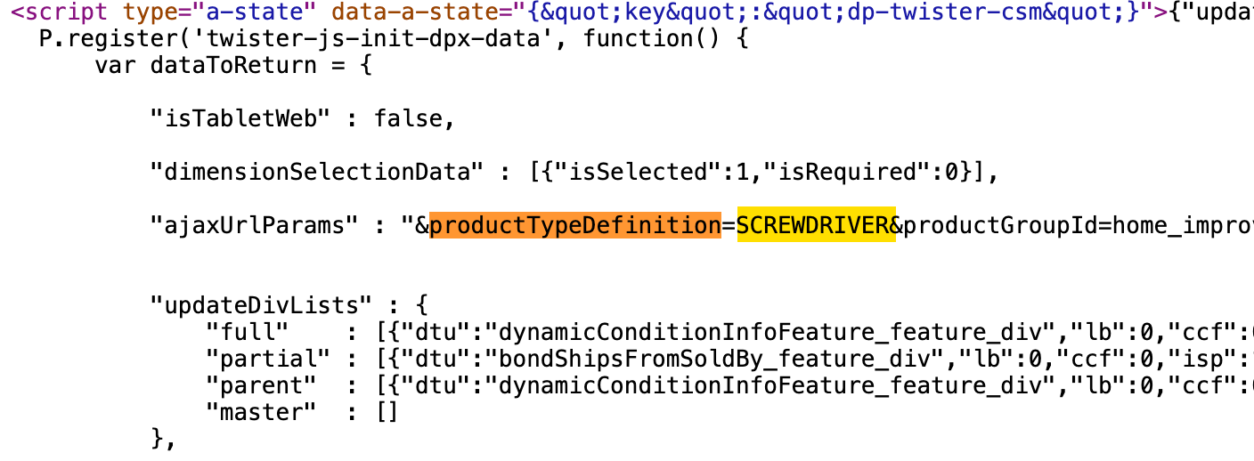 Information about the product type in the source code