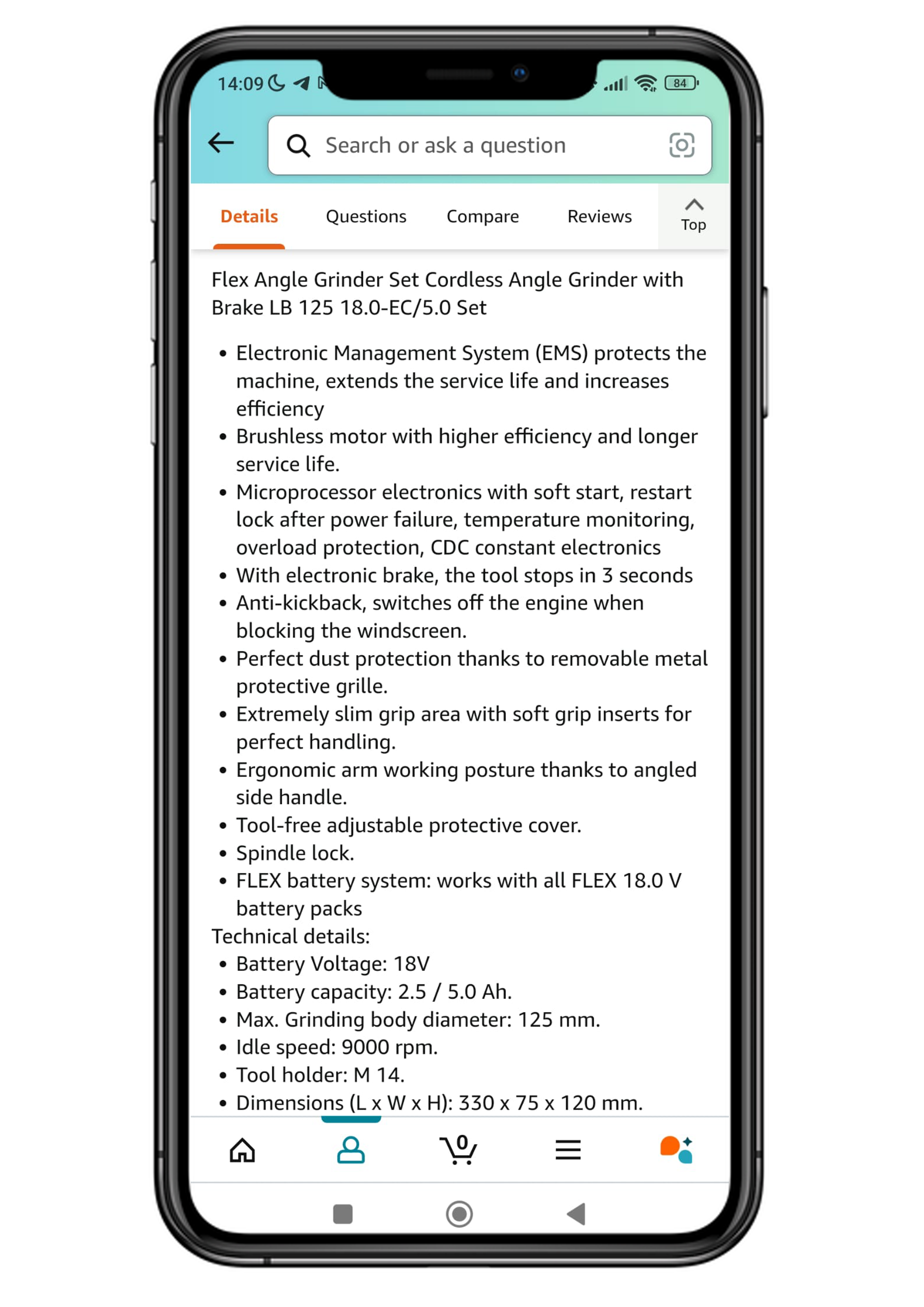 Amazon Product Description: Placement of the product description on mobile (in the app)