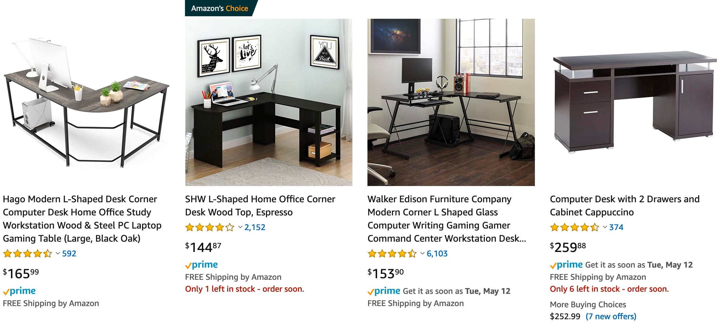 mapping of tables on Amazon as a search result on the desktop
