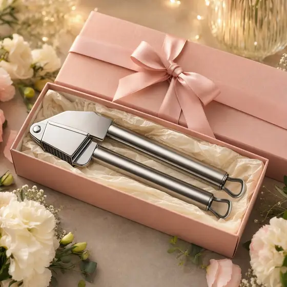 Bearbeitet: Knoblauchpresse in einer Geschenkbox