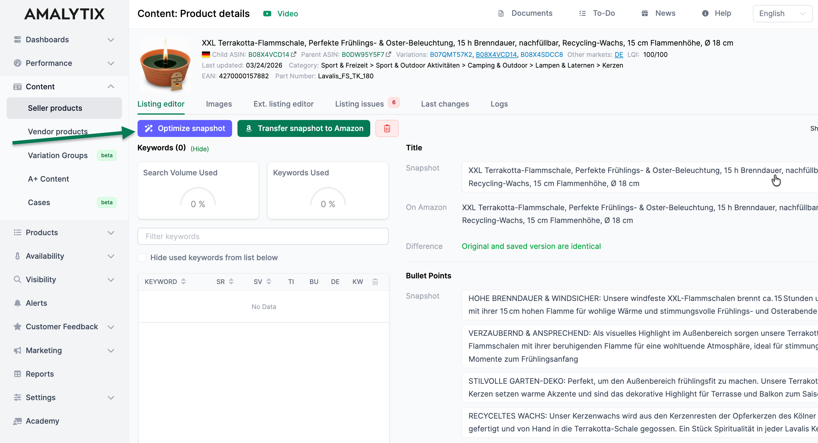 Agent für Ein-Klick-Optimierung