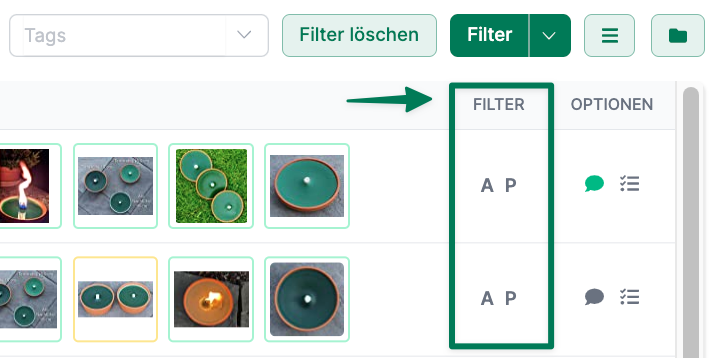Buttons mit der Aufschrift A und P