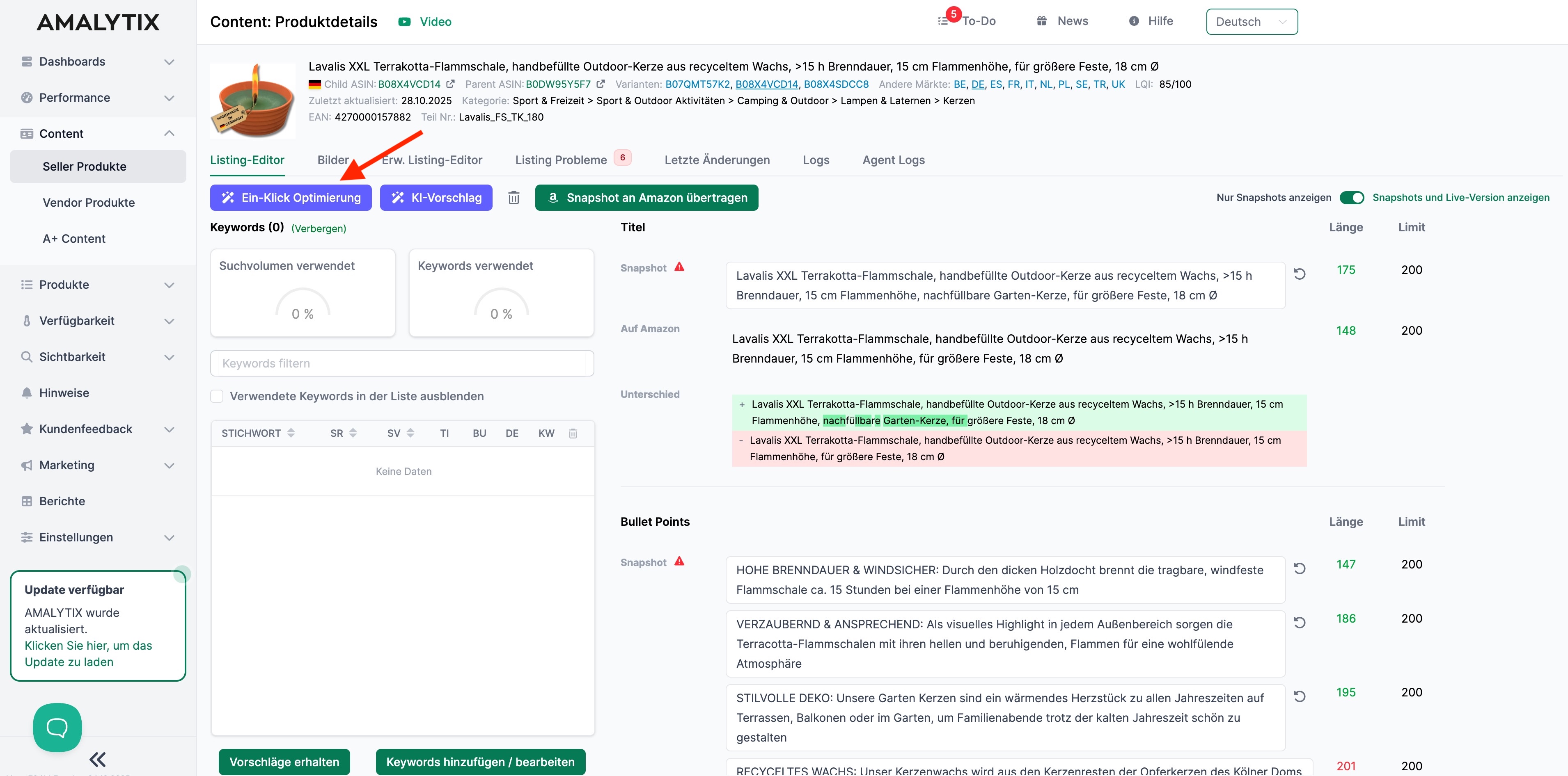 Agent für Ein-Klick Optimierung