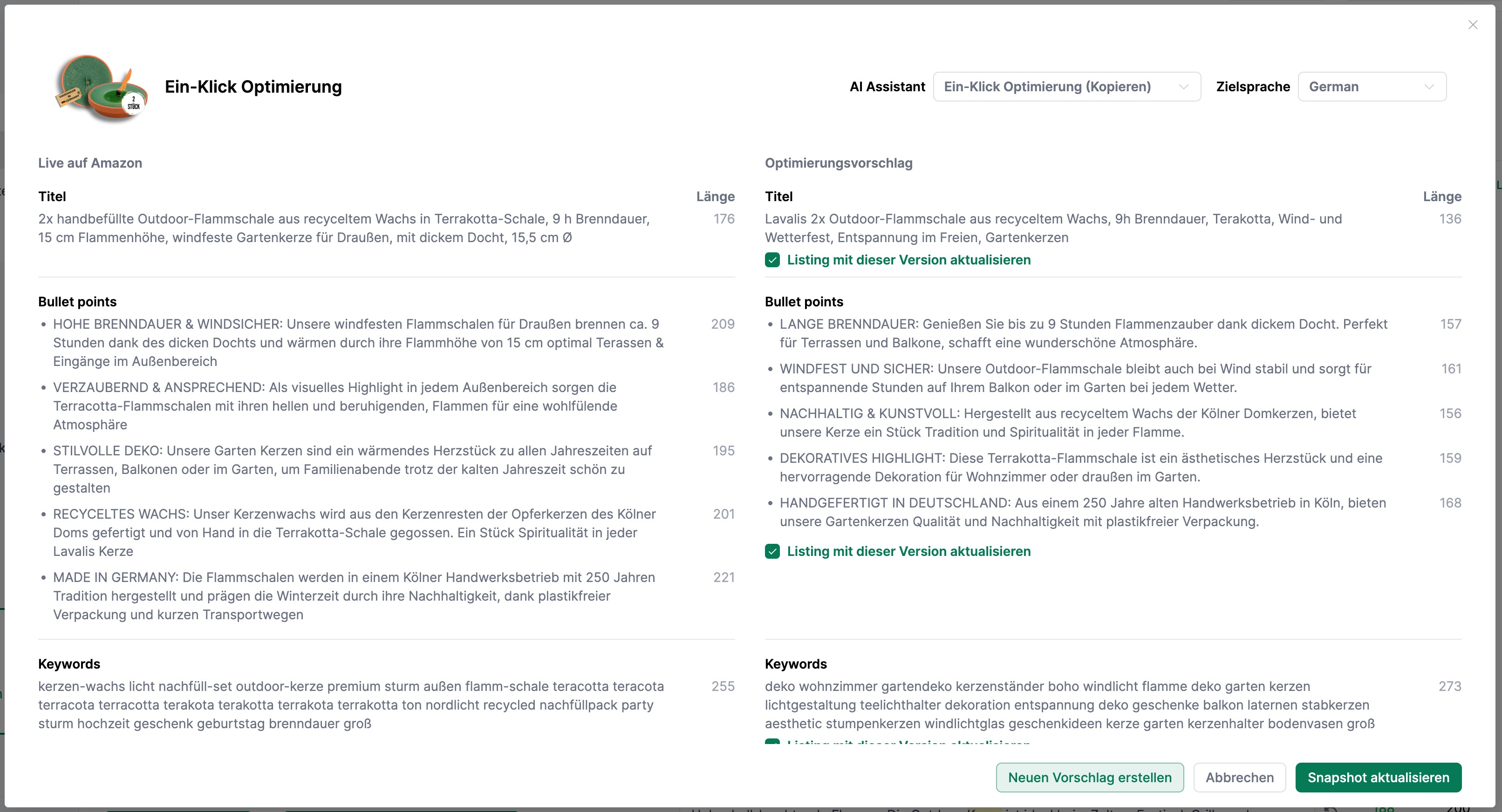 Agent für Ein-Klick Optimierung