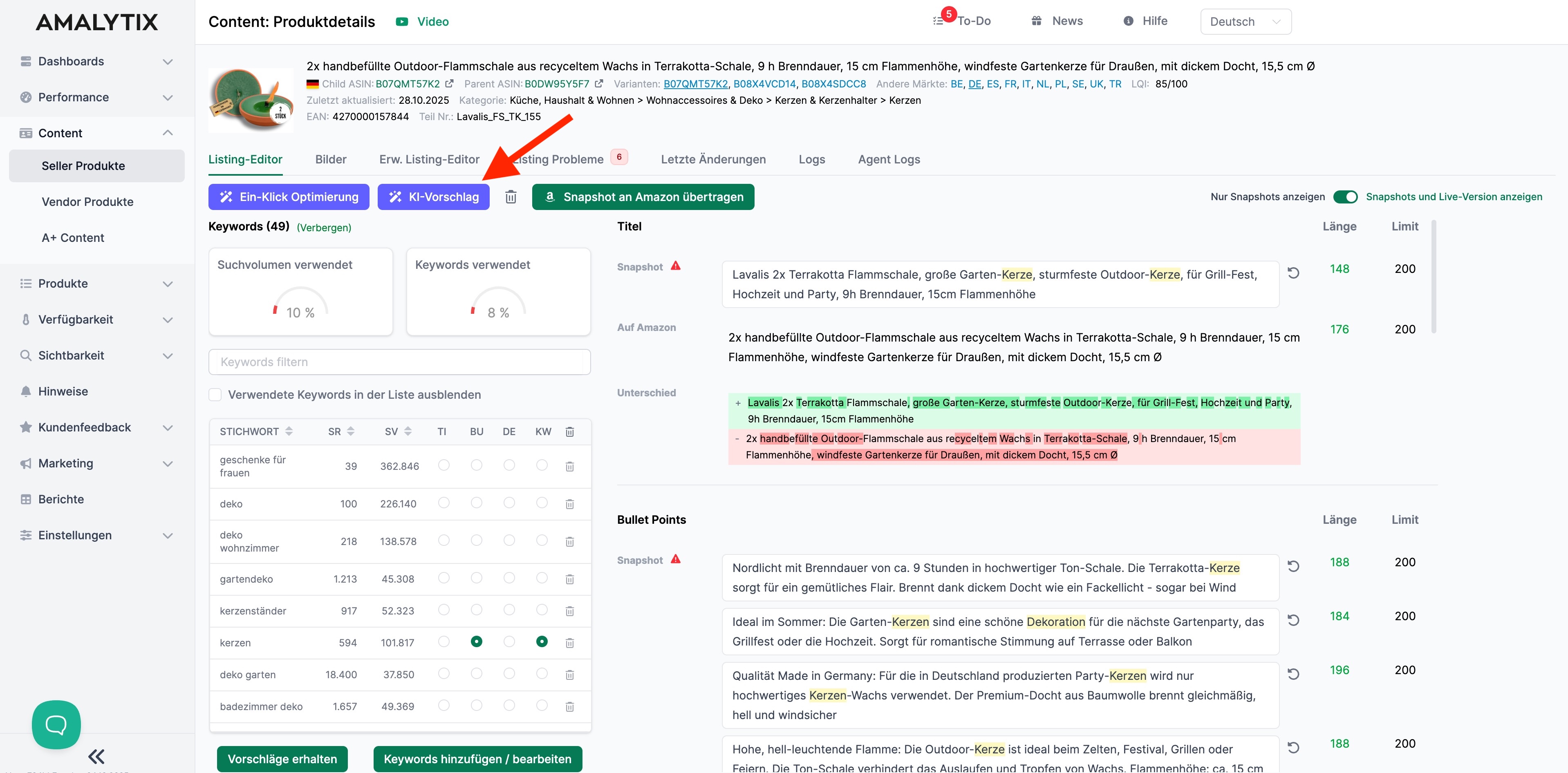 Agent für Produktlisting
