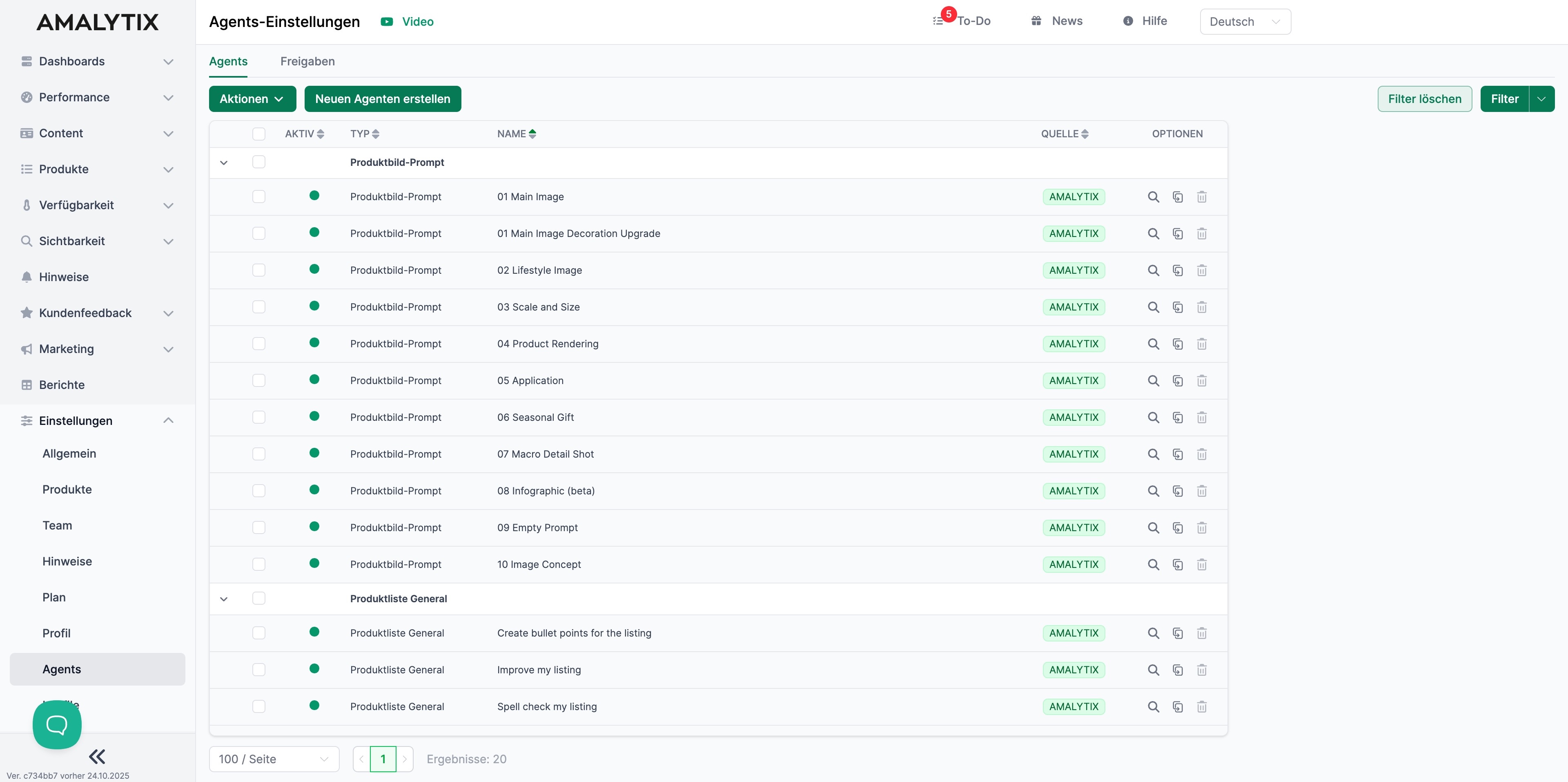 AMALYTIX Agenten Überblick