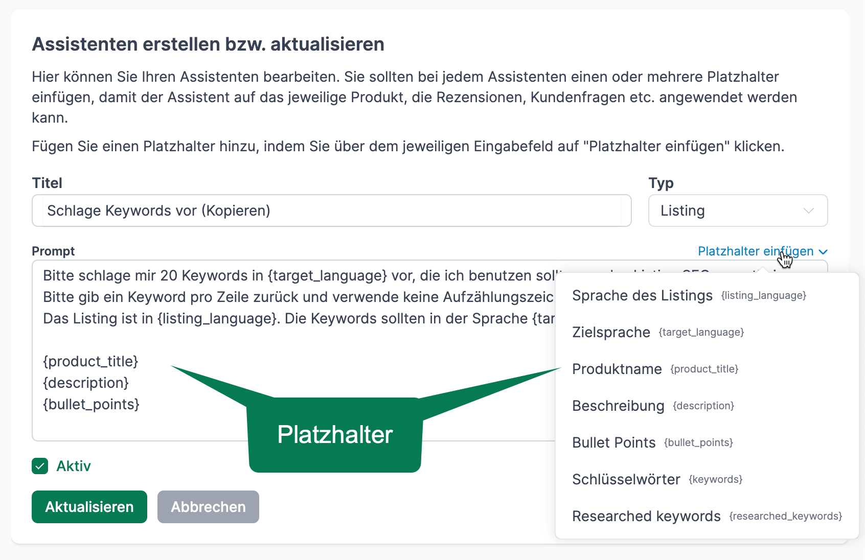 Neuen Assistenten erstellen