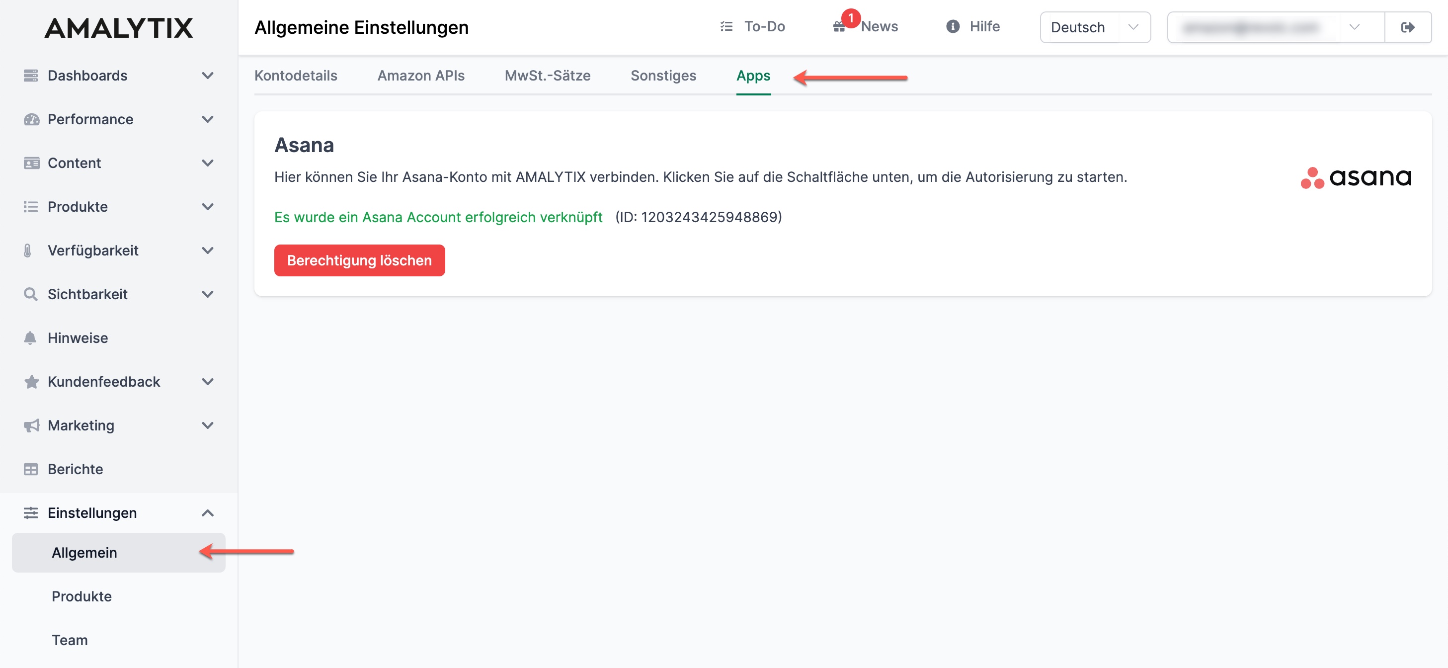 AMALYTIX mit anderen Apps verbinden