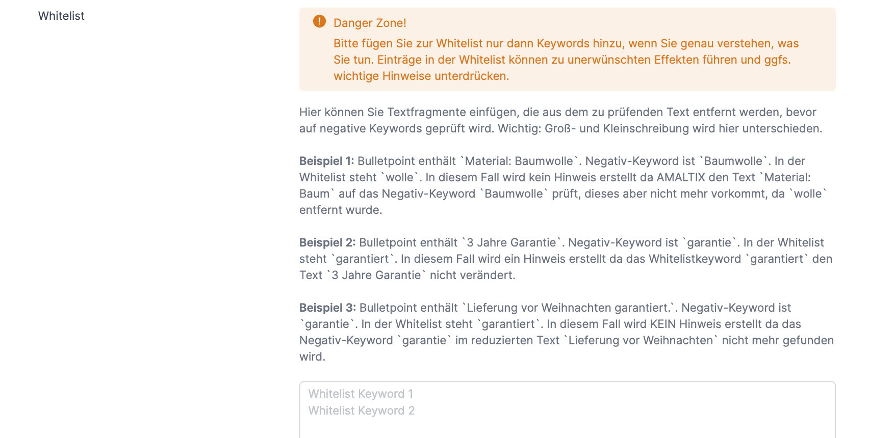 Amazon Negativ-Keywords auf die Whitelist setzen mit AMALYTIX