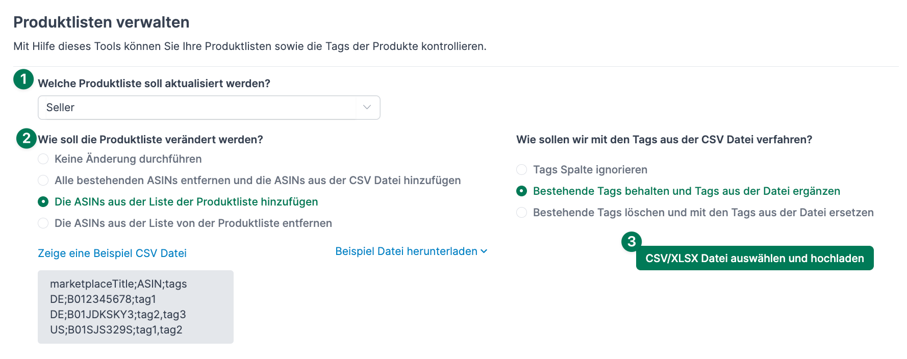 Amazon Produktlisten verwalten mit Amalytix