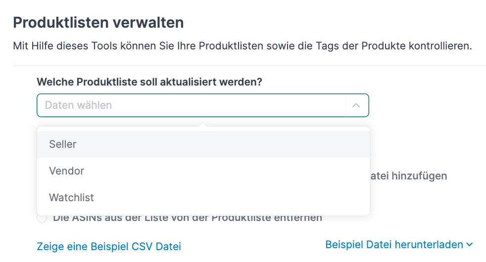 Amazon Produktlisten verwalten mit Amalytix