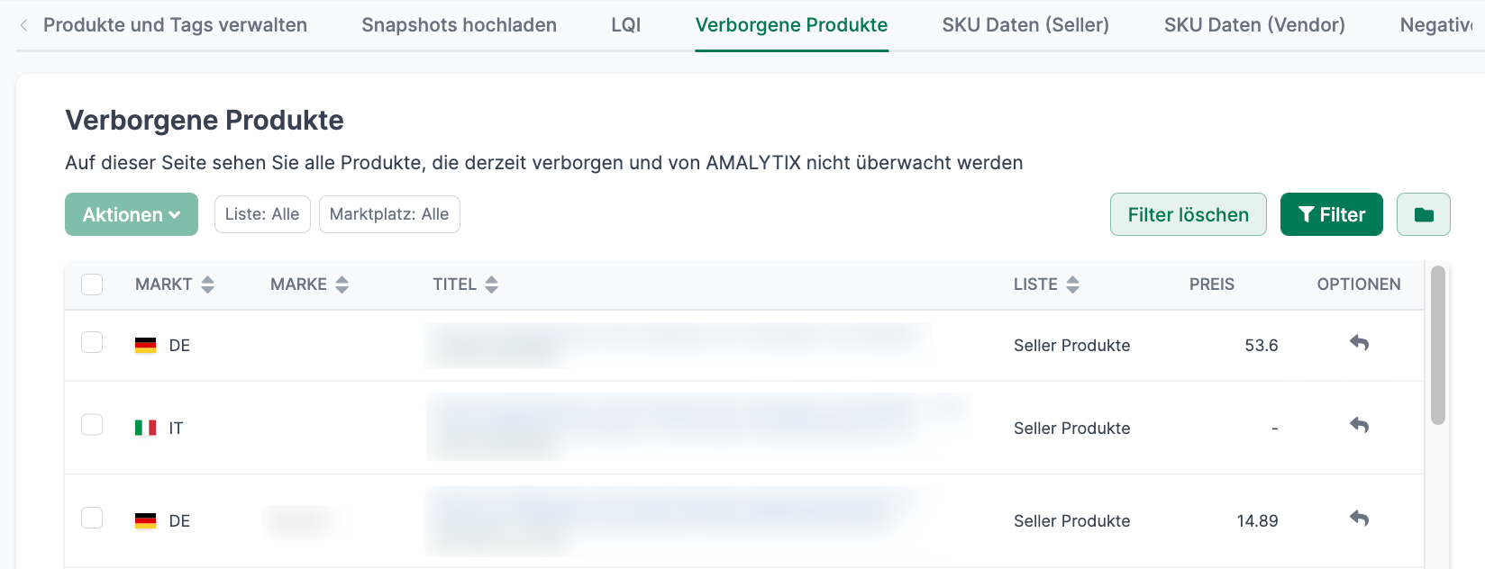 Verborgene Amazon Produkte finden mit AMALYTIX