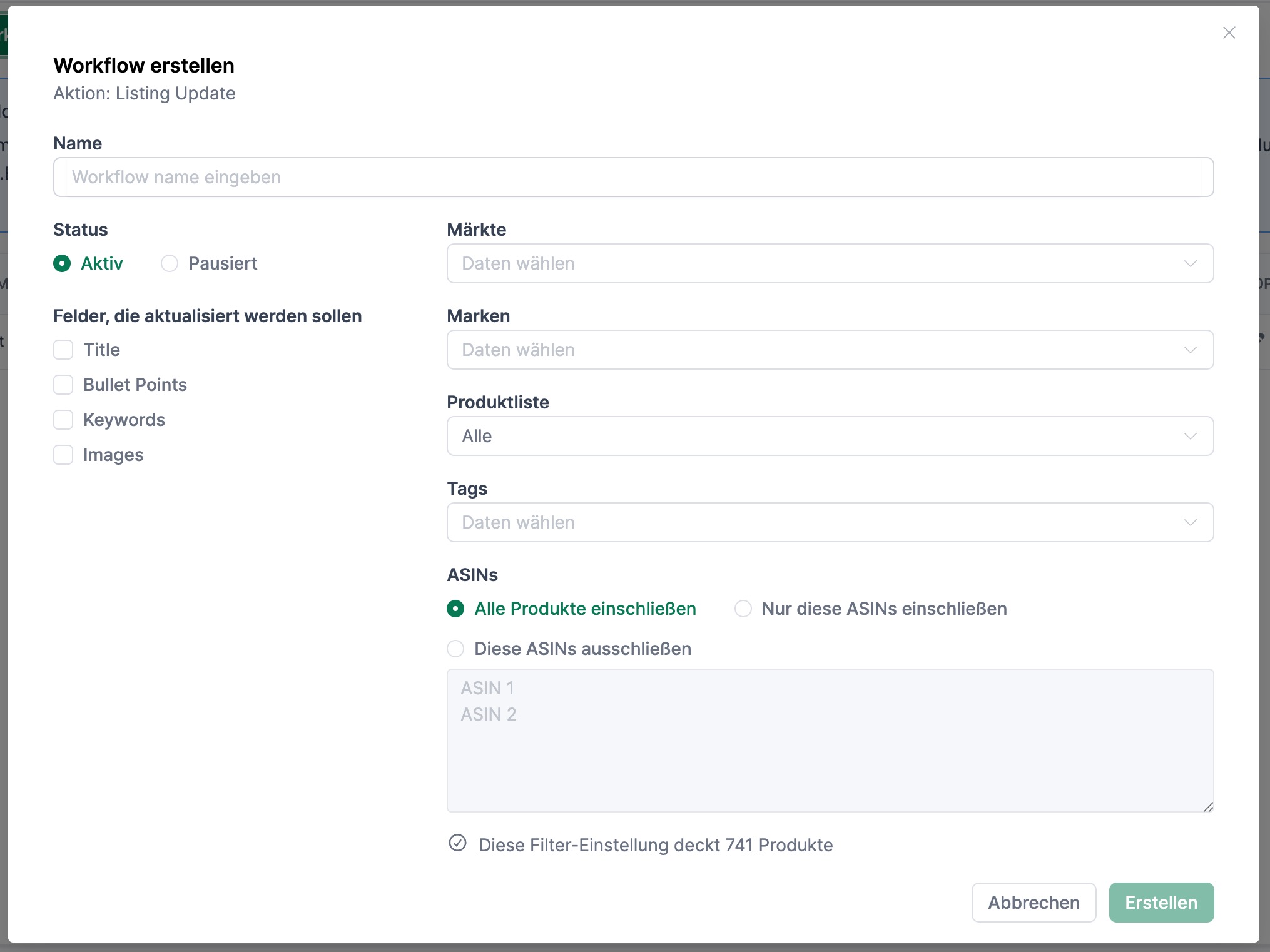Workflow für Listing-Updates erstellen