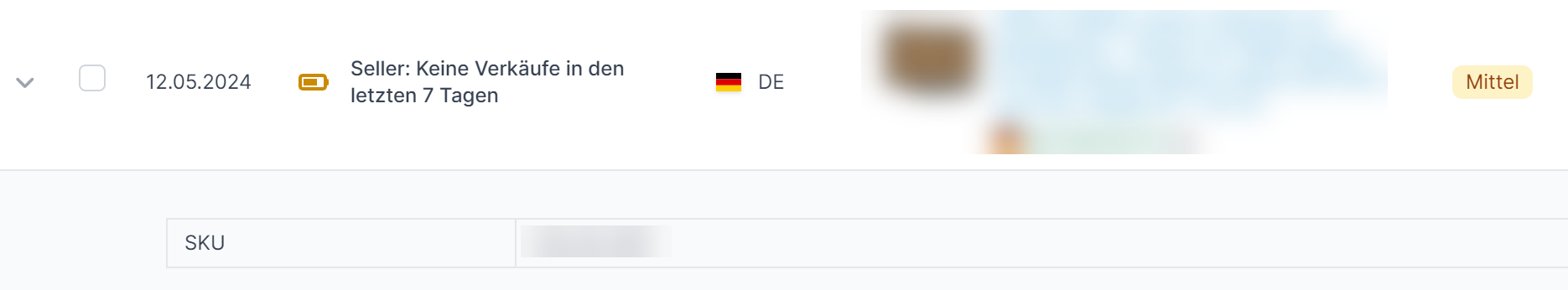 Hinweis keine Verkäufe in den letzten 7 Tagen