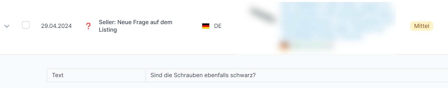 Amazon Hinweis Neue Frage auf dem Listing zusätzliche Angaben