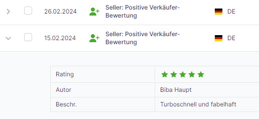 Amazon Hinweis Positive Verkäuferbewertung zusätzliche Angaben