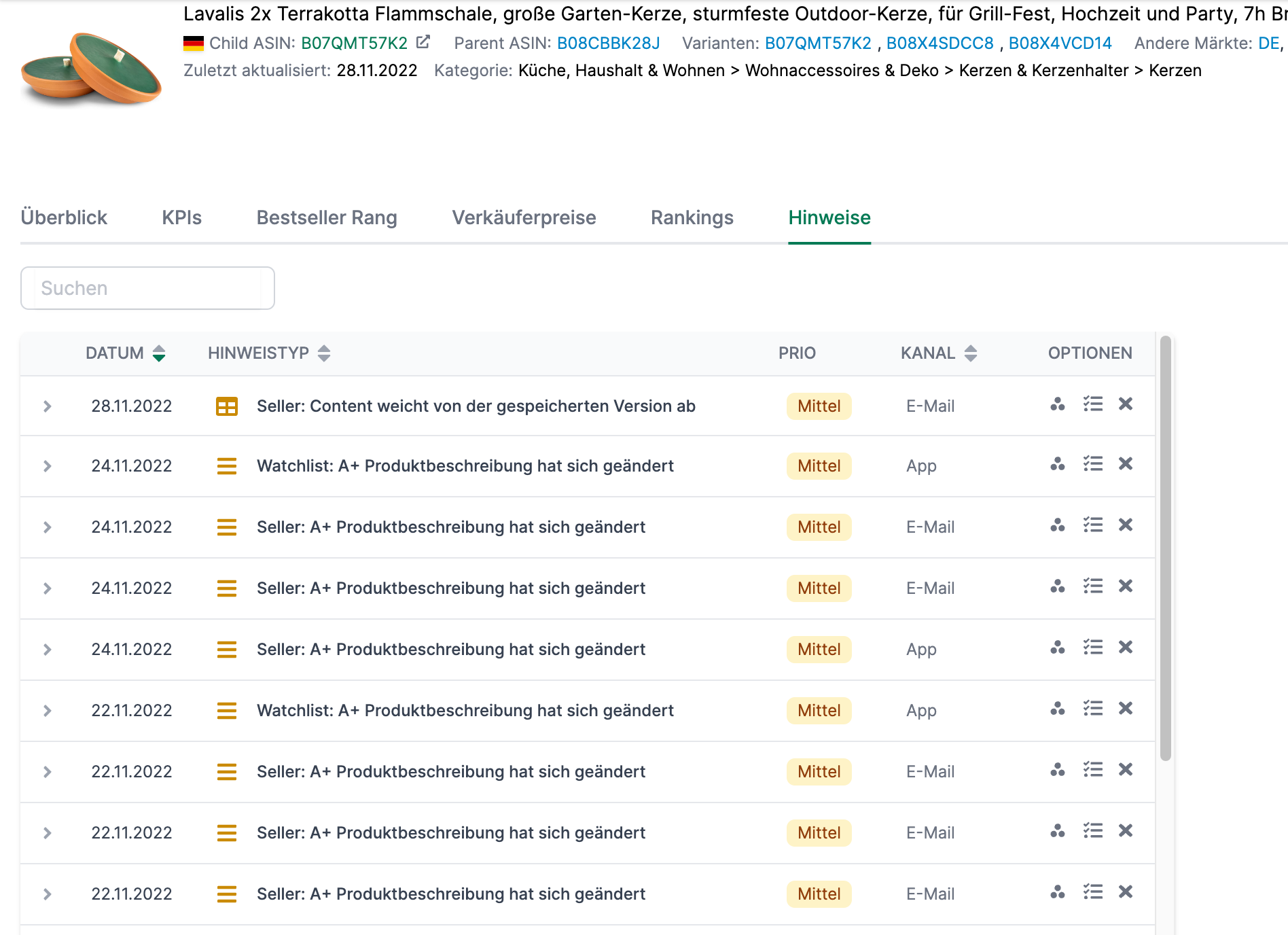 Amalytix Content Produktdetailseite erweiteter Listing Editor