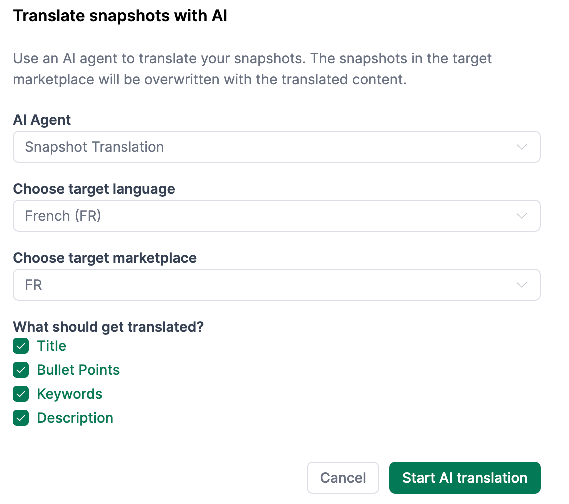 Translate listings with AI