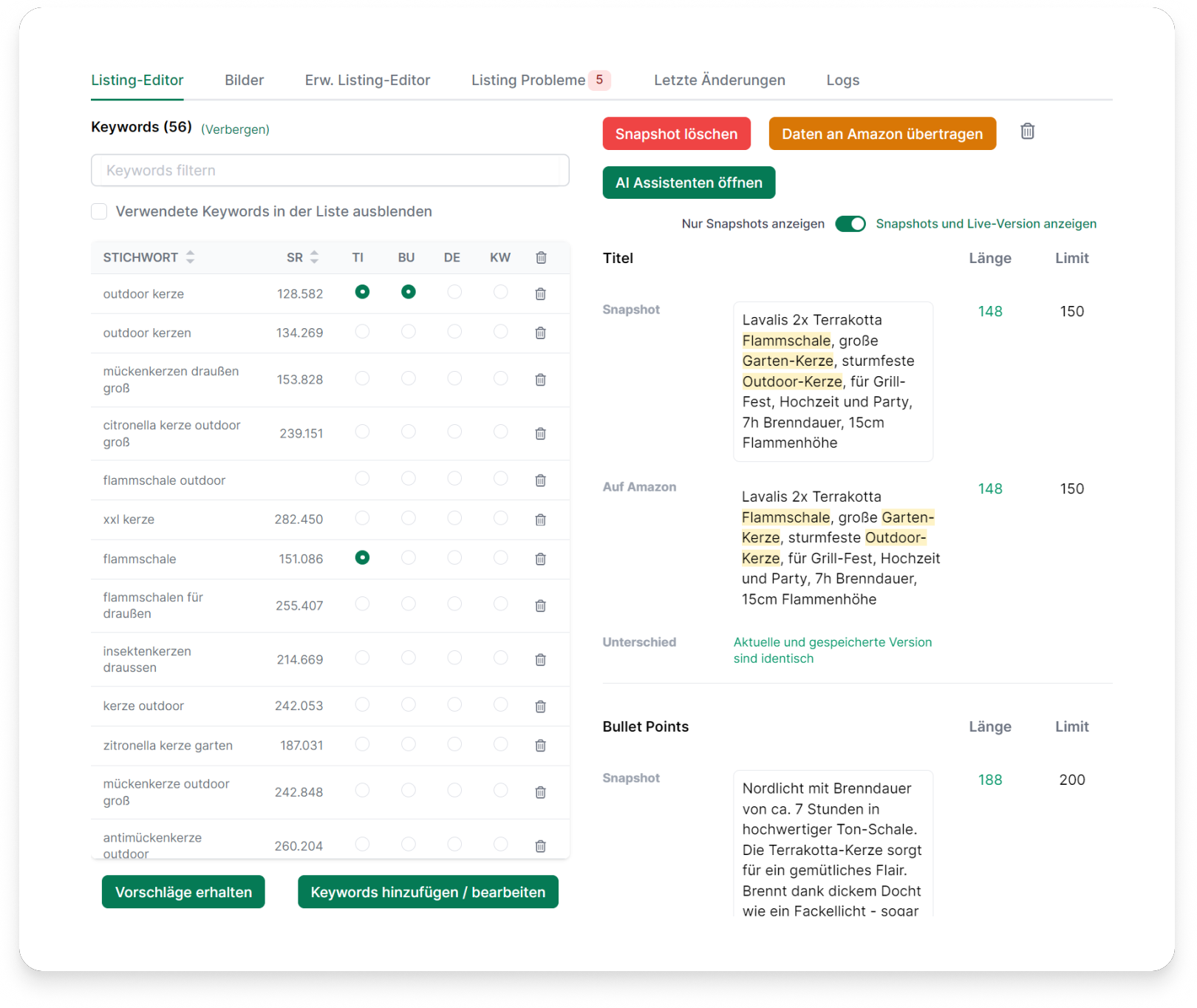 Integrierte Keyword-Recherche