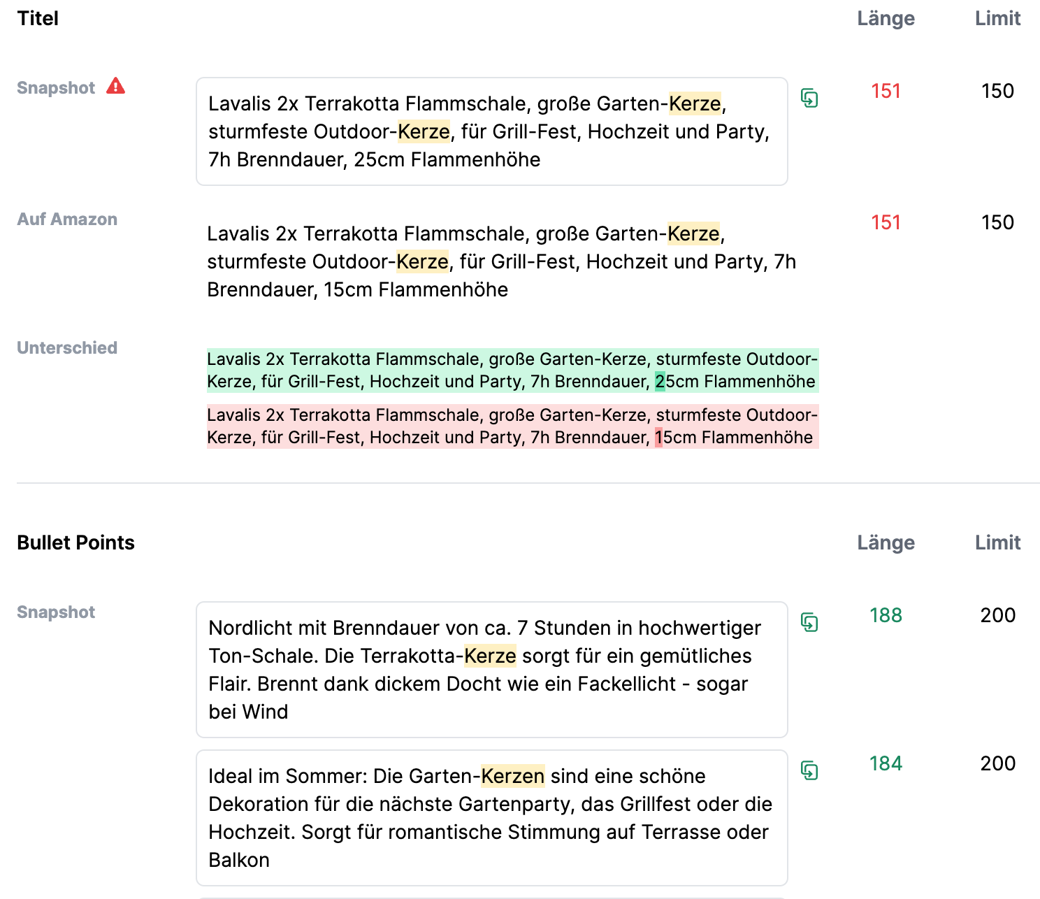 Änderungen auf einen Blick erkennen