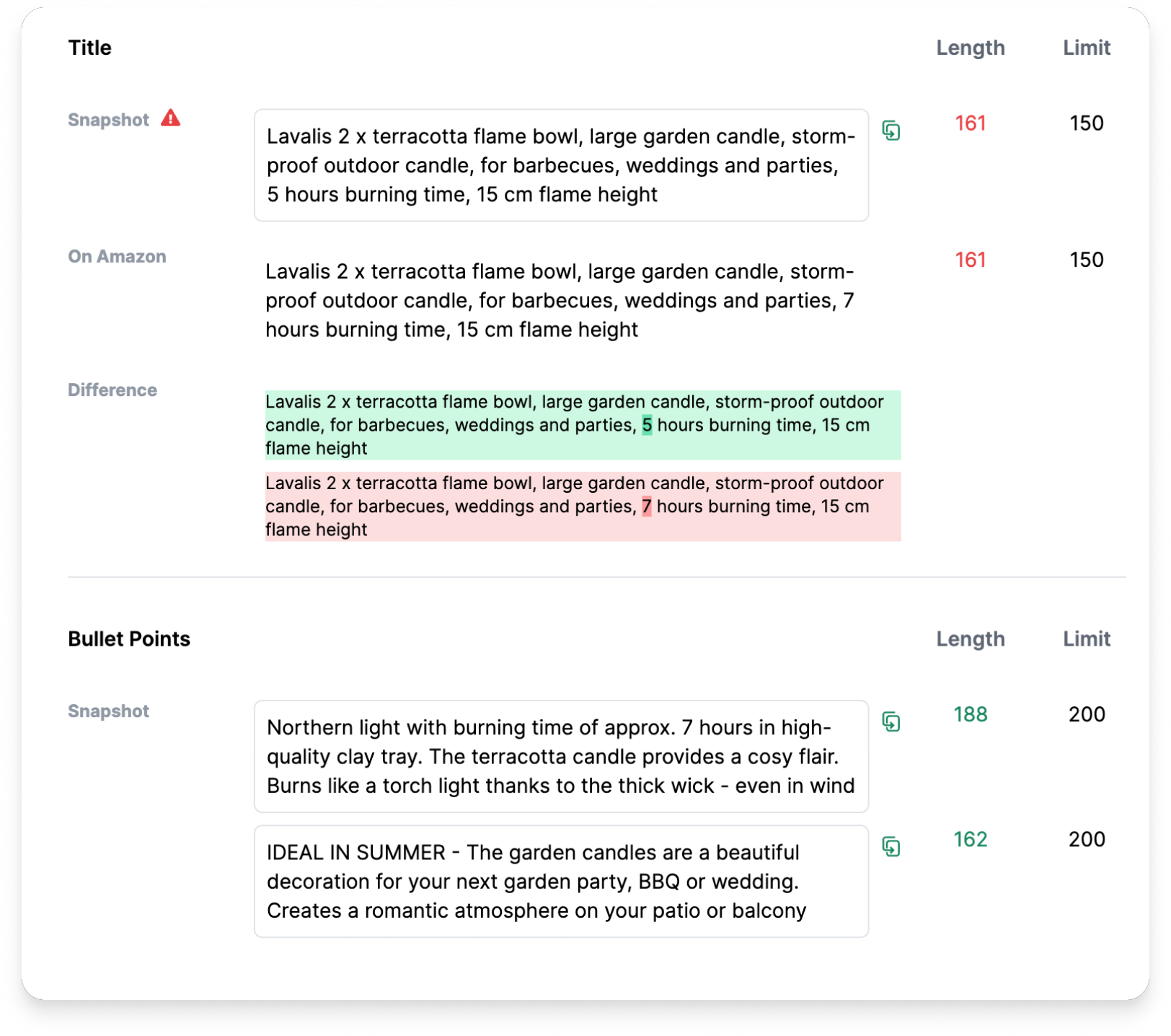 ... and detect changes at a glance