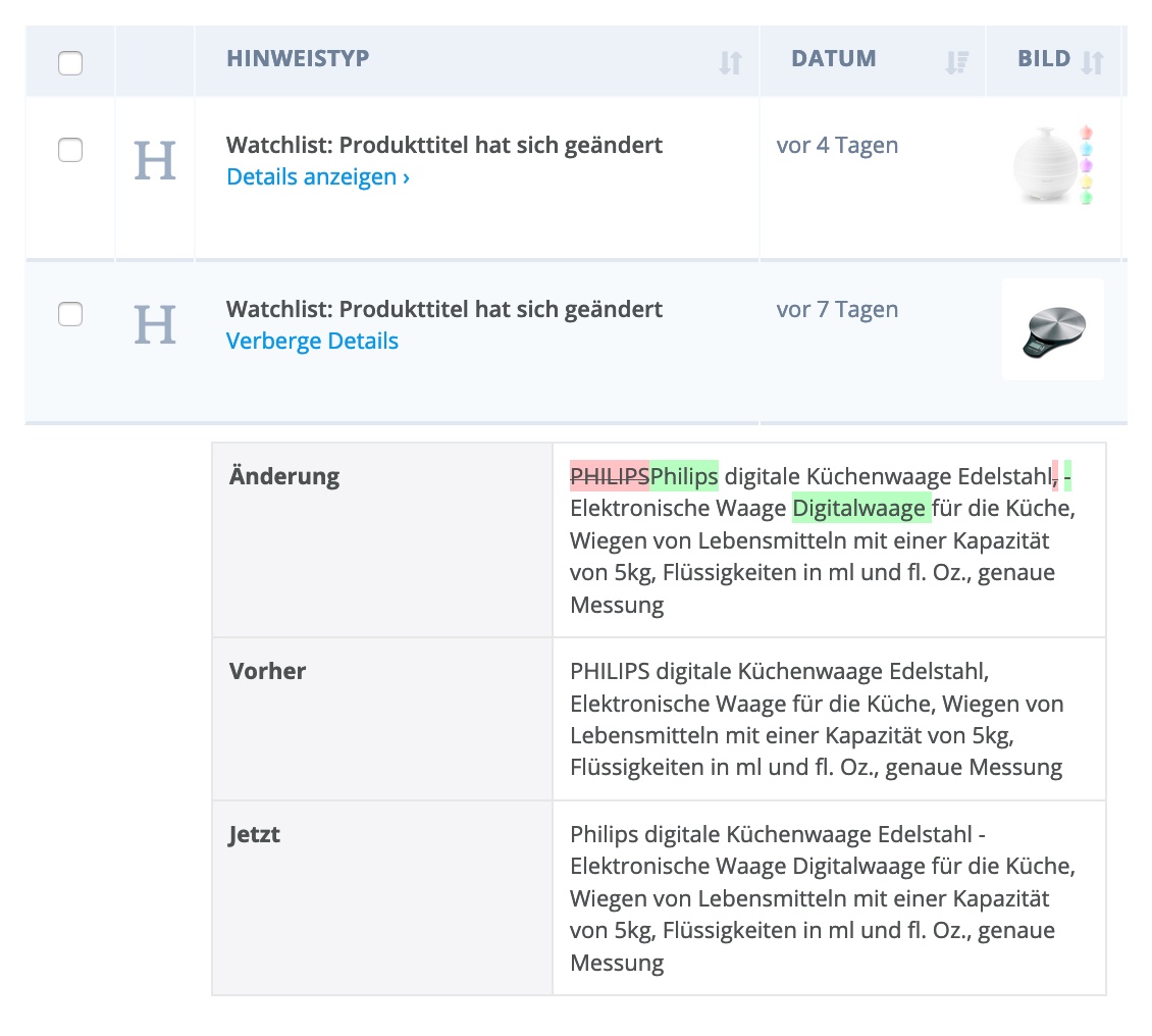 ... und erkennen Sie Änderungen mit einem Blick