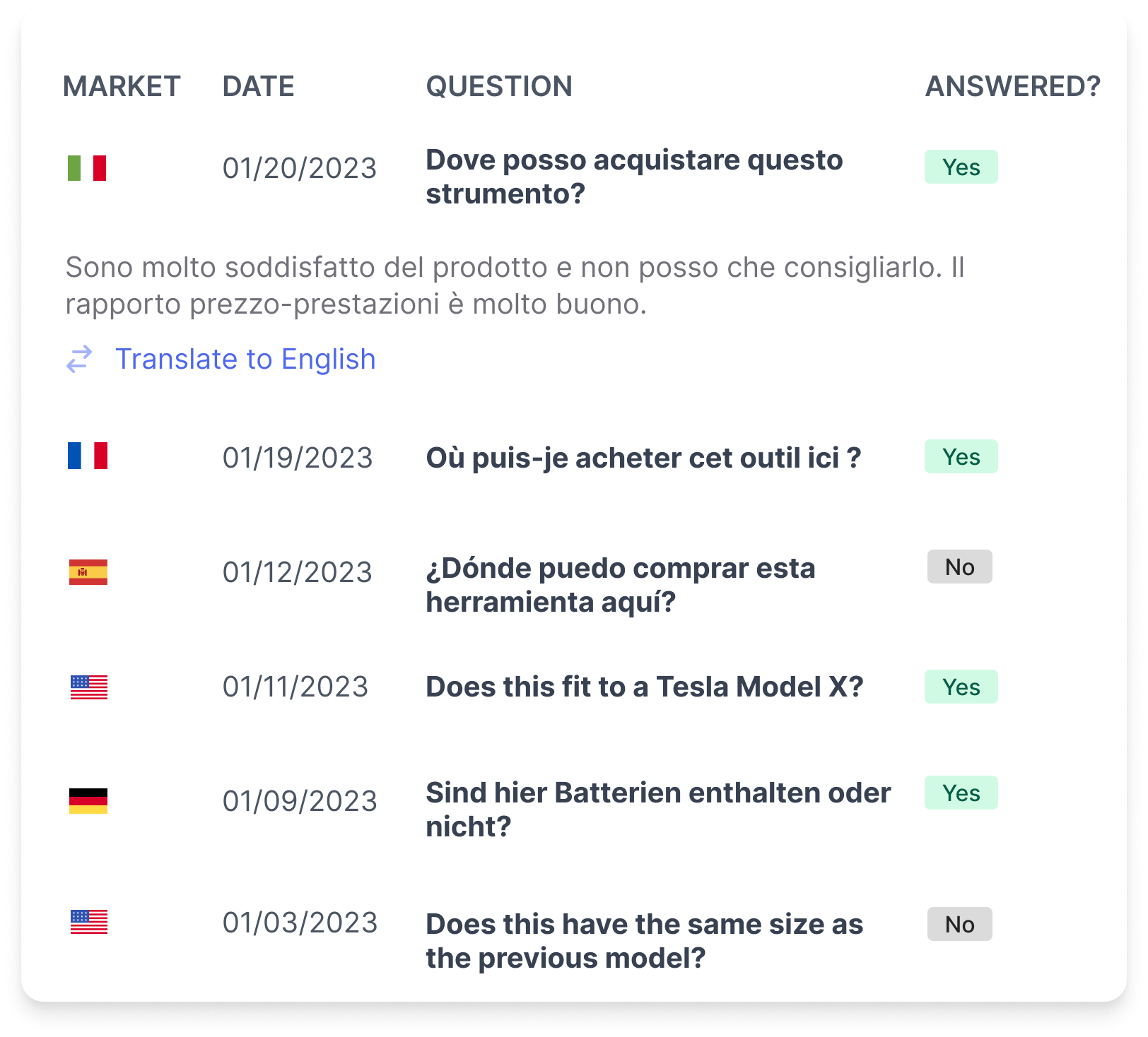 Customer questions