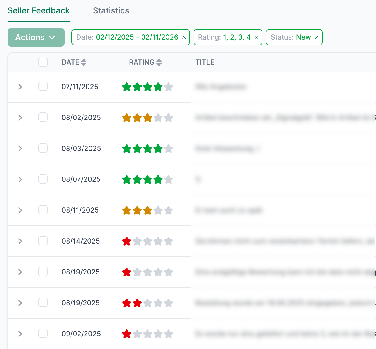 Manage seller feedback centrally