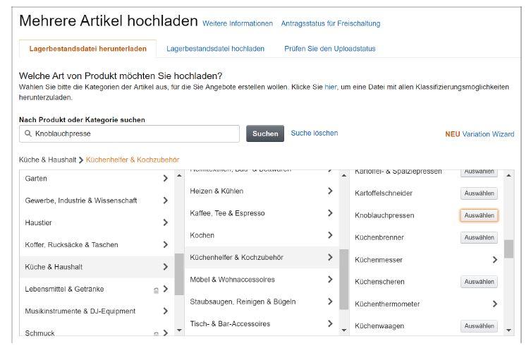 Kategoriebaum durchsuchen