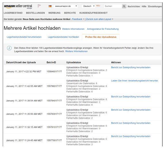 Status der aktuellen Prüfung